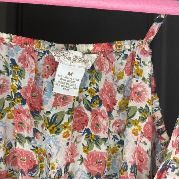 FUN & Flirt floral sheer summer ruffle tank Sz M - Picture 6 of 6